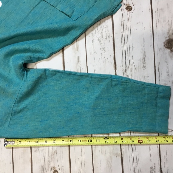 Teal Linen Button Up Jacket by Chico’s Design Sz 1 - Picture 8 of 8